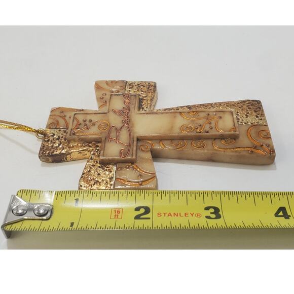 Poly Resin Cross Ornament "Believe" PRE-OWNED EUC - Picture 4 of 4